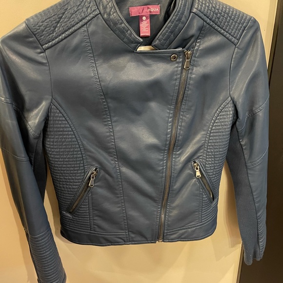 Blue leather AQUA jacket - Picture 2 of 4